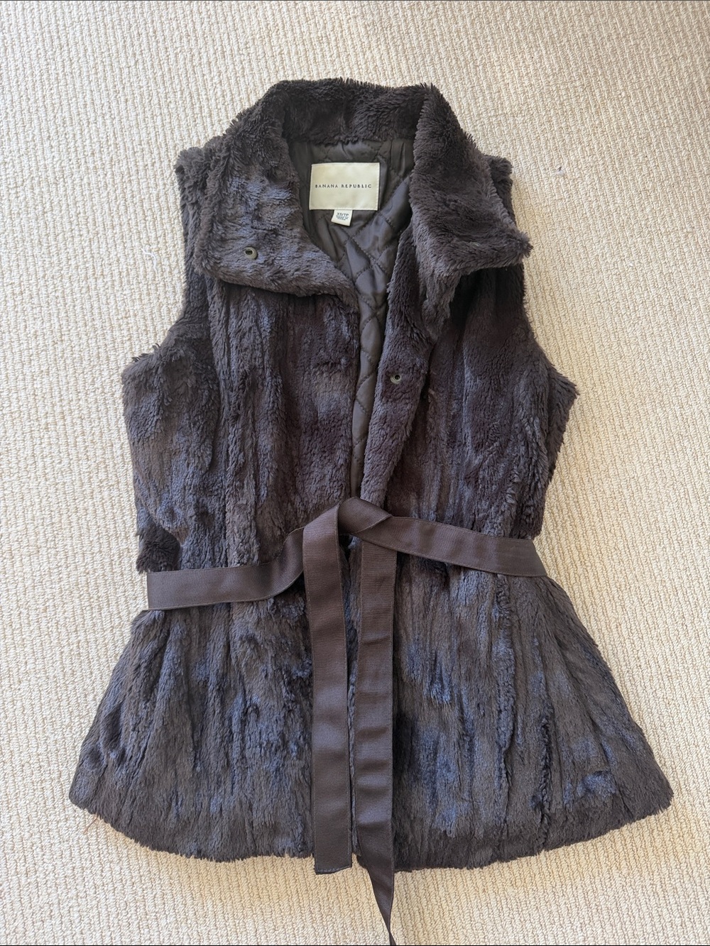Banana Republic Dark Brown Faux Fur Belted Vest